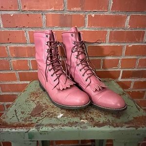 Vintage Pink Laced Kiltie Boots